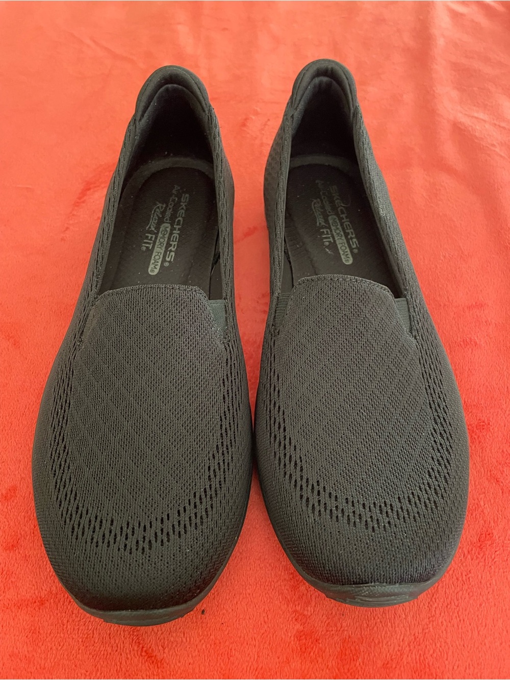 Skechers Black Slip-On Knit Casual Flats
